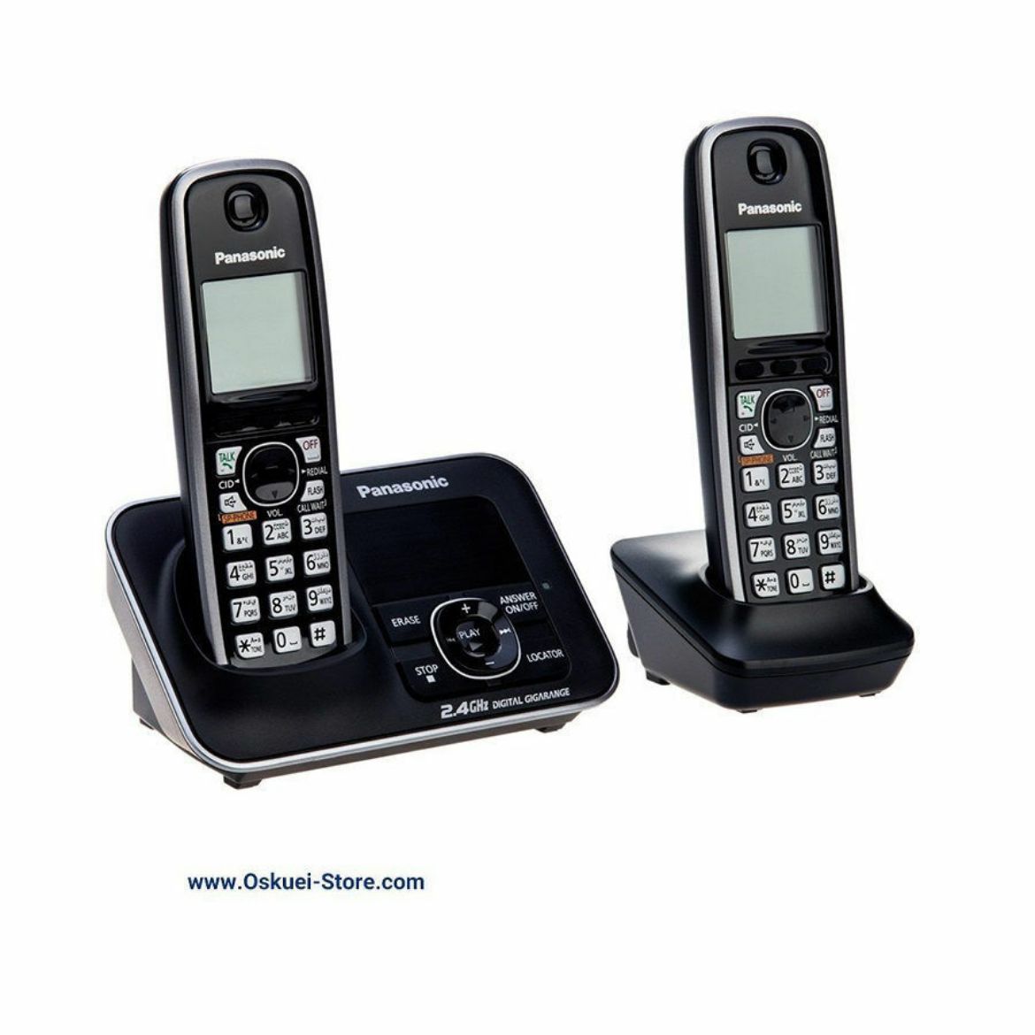 Panasonic KX-TG3722 Dual Cordless Telephones Black Left