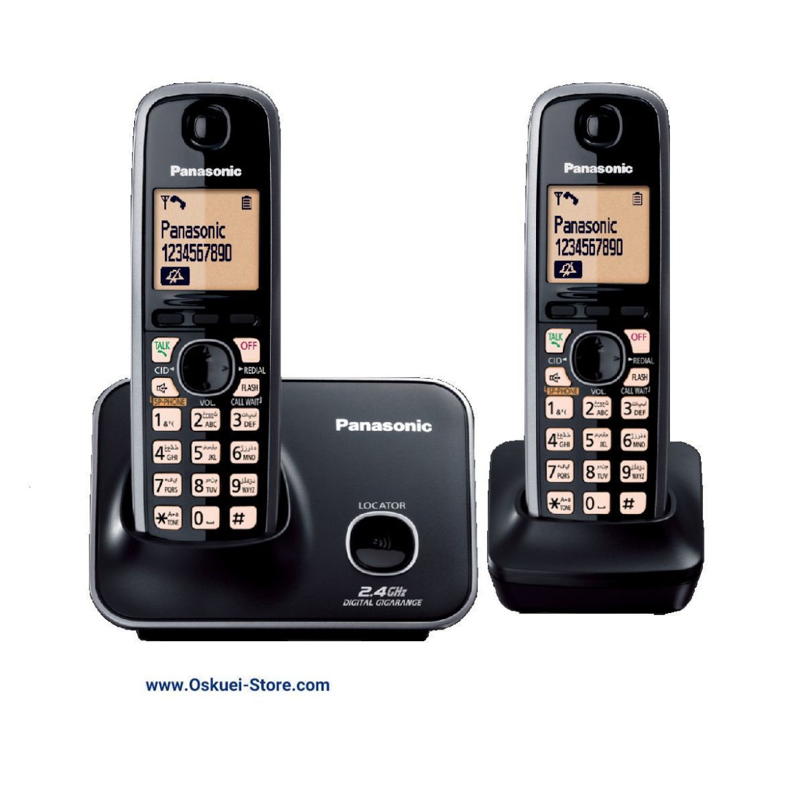 Panasonic KX-TG3712 Dual Cordless Telephones Black Front